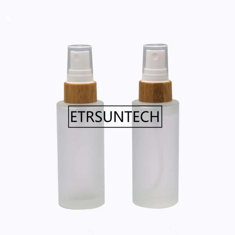 50ML Frost Glass Bottle with Wood Lotion Bamboo Spray Nozzle Cosmetic Essence Toner Packaging Bottle F1430