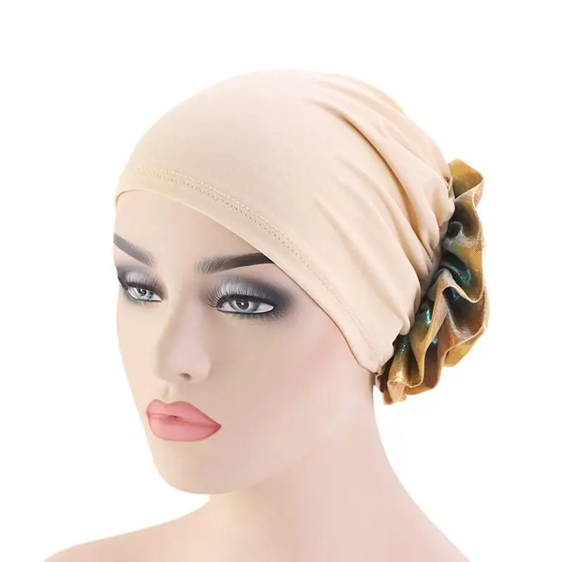 Women Muslim Flower Cancer Chemo Hat Hair Loss Hat Head Wrap Turban Cap Cover Bonnet Arab Headscarf Islamic Beanies Skullies Cap