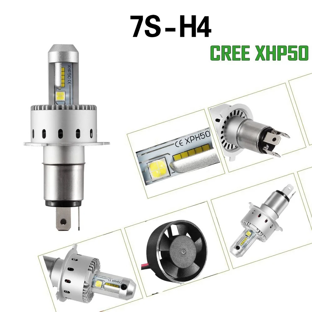 PAMPSEE 7S Car LED Headlight Bulb H4 H7 H8 H11 9005 9006 LED Bulb XHP-50 40W 8000LM Car Styling High Power White 6500K DC12-24V