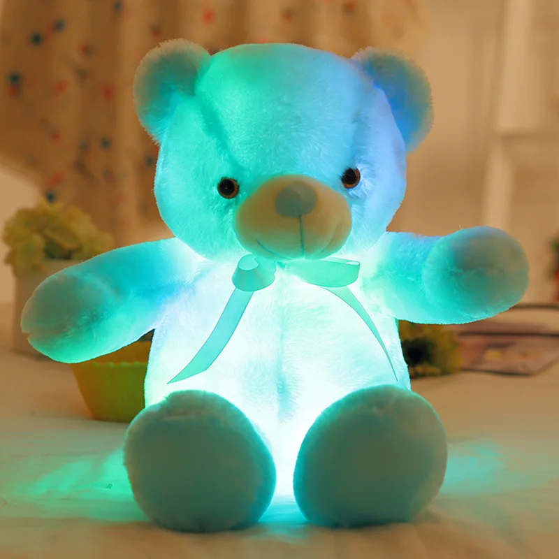 50cm Pillow doll Creative Light Up LED Inductive Stuffed Animals Plush Toy Colorful Glowing Bear Christmas for Children Gift