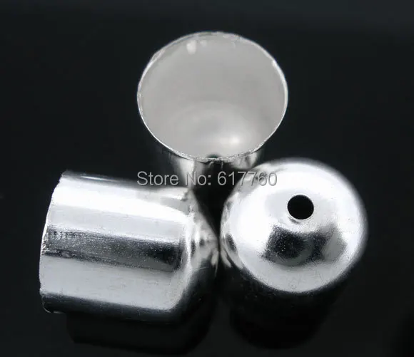 

Free Shipping! 100Pcs Silver Plated Blunt Necklace End Tip Bead Caps 10x11mm(Fit 9mm) (E04310)