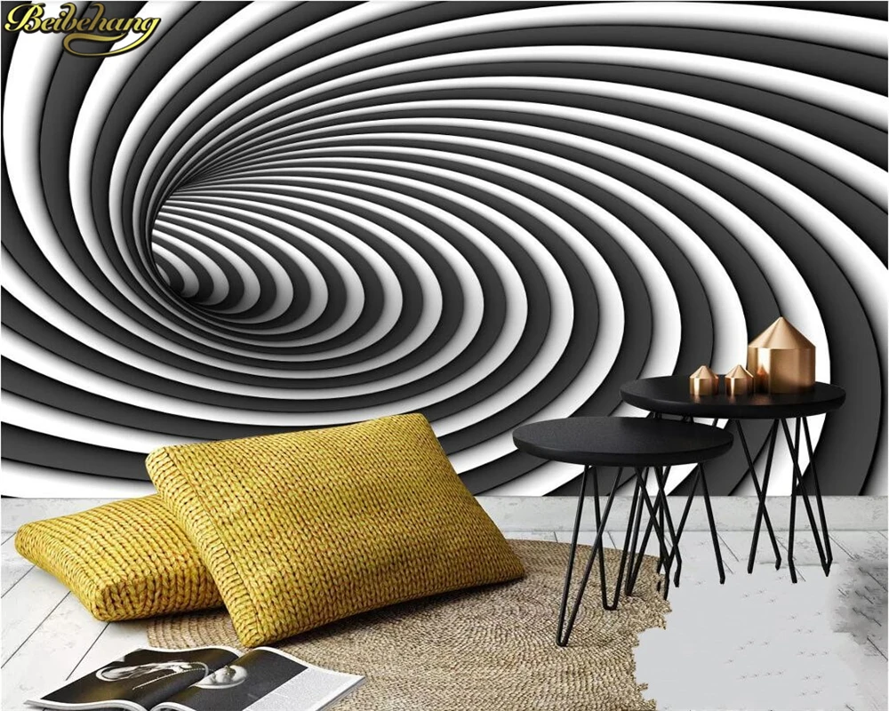 beibehang Custom photo wallpaper mural Nordic minimalism black and white three-dimensional tunnel TV background wall paper