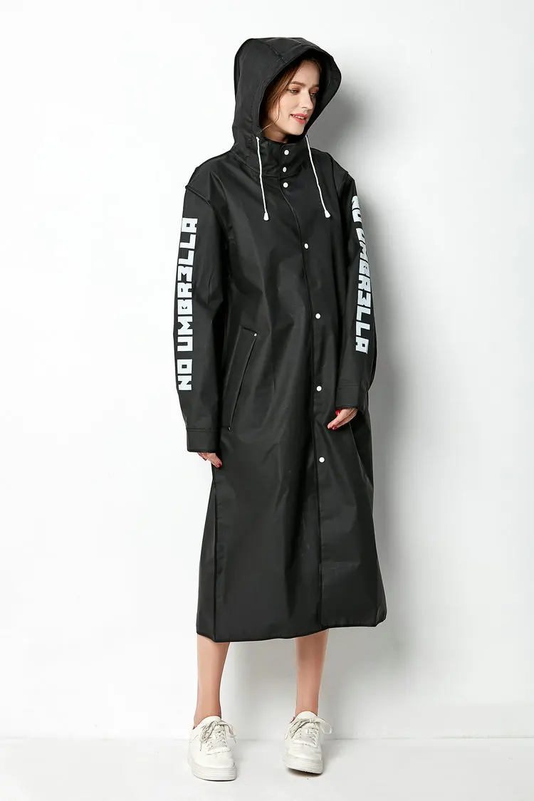 New Fashion Big Size Men And Women Thin Black Rain Coat Poncho Ladies Waterproof Long Slim Raincoat Adults Rainwear