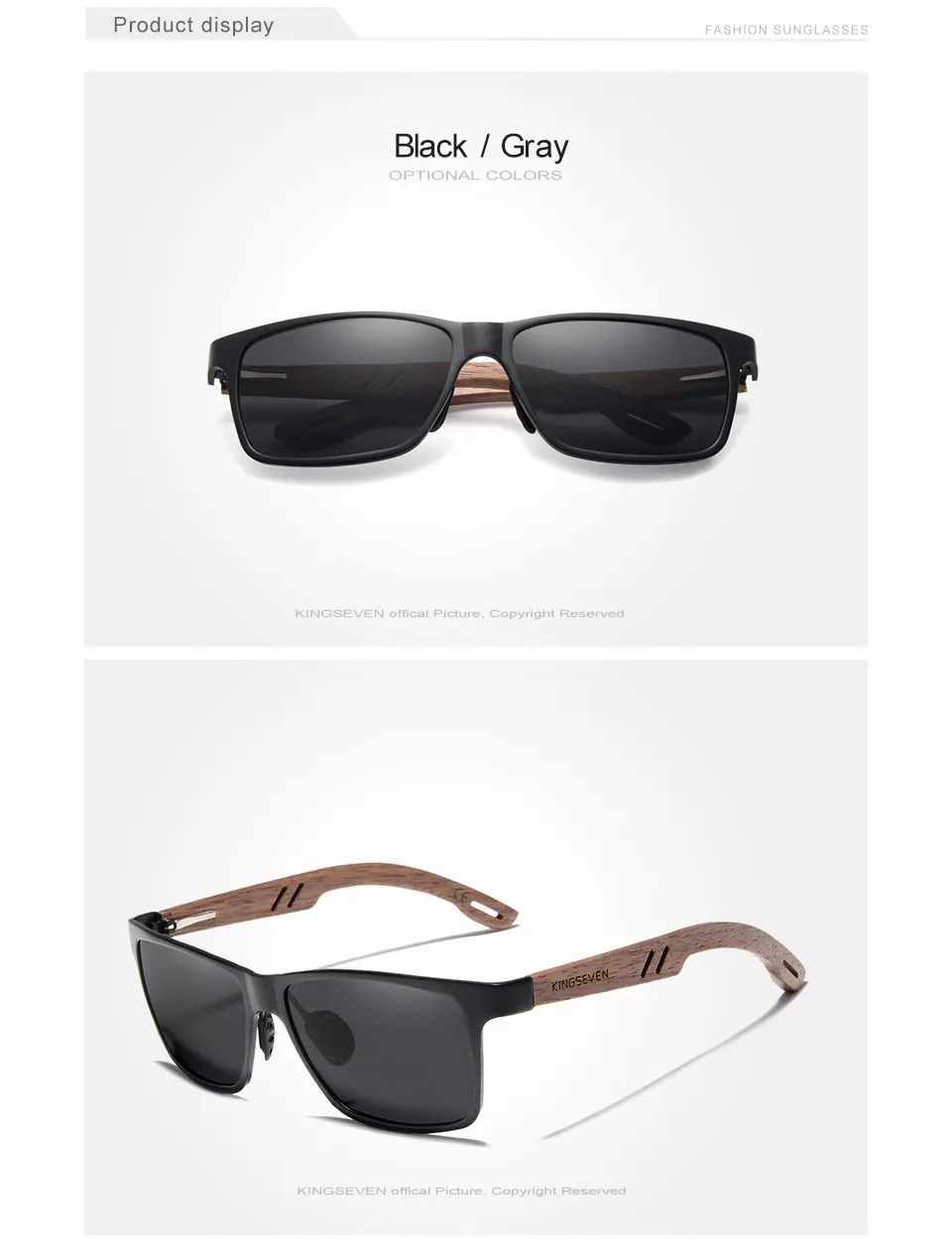 Kings even brandneues Design Aluminium Walnuss Holz hand gefertigte Sonnenbrille Männer polarisierte Brillen Zubehör Sonnenbrille für Frauen – Detail 6