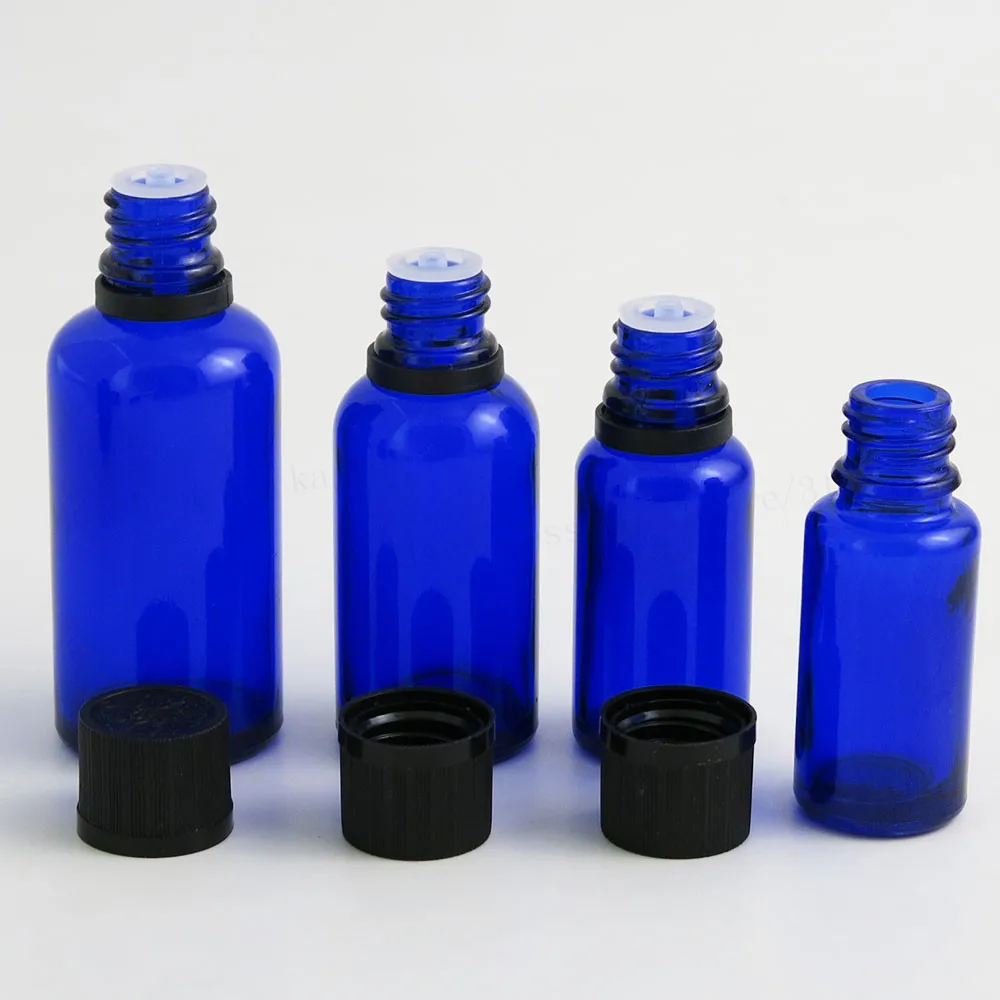아로마 테라피 오일 병 오리피스 감속기, 탬퍼 뚜렷한 뚜껑 포함, 빈 코발트 블루 아로마, 5ml, 10ml, 15ml, 20ml, 30ml, 50ml, 100ml
