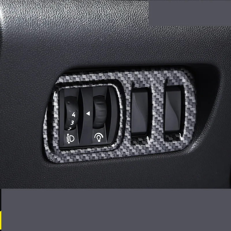 Carbin Fibre / Silver ABS Headlight Switch Button Decorated Frame For Renault Kadjar 2016-2017 Z2EA1082