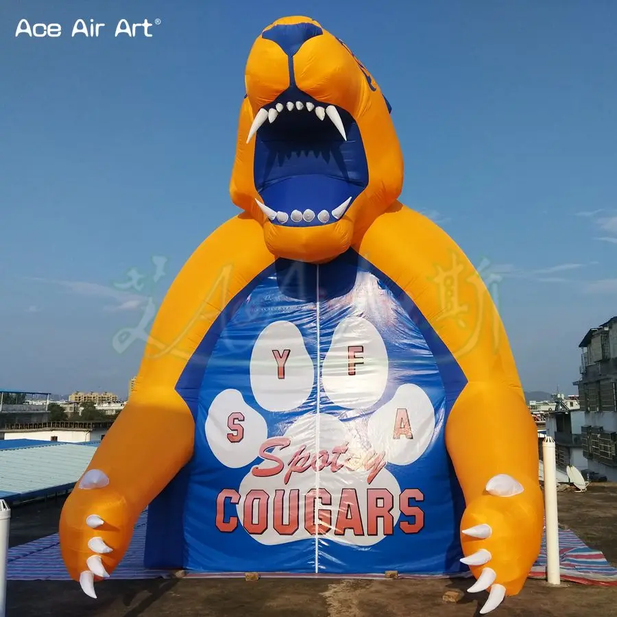 Personalized Animal Shaped Shelter Marquee Inflatbale Cougar/Mountain Lions Tunnel Tent Run Through Entrance for Sport Events