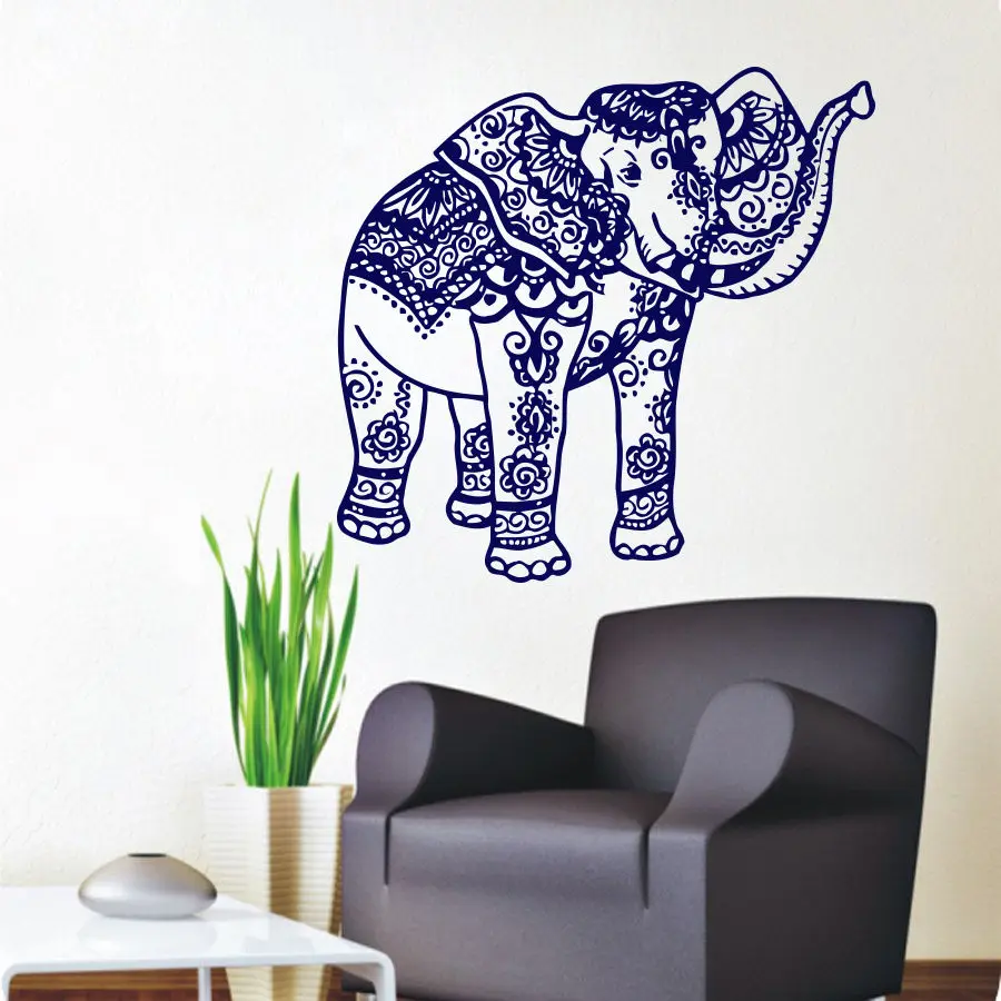 

22X23inch Removable Wall Stickers Elephant Wall Decal Indian Vinyl Sticker Home Decor Bedroom Mural Waterproof Wallpaper D237