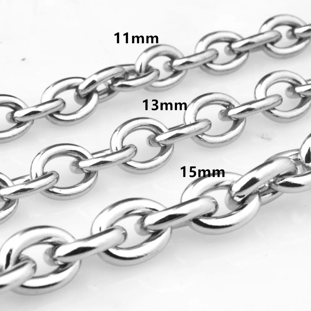 11/13/15mm 316L Stainless Steel Big O Link Chain Necklace Boys Mens Chain Fashion jewelry