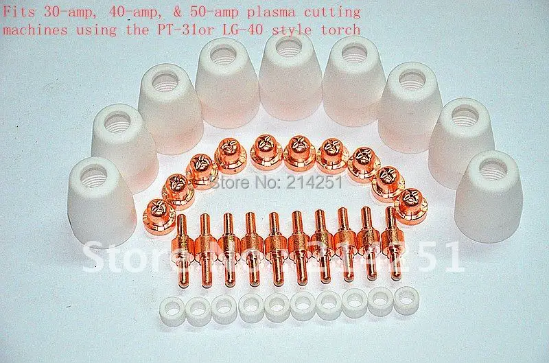 

60pcs LG-40 PT-31 Air Plasma Cutter Cutting Consumables - CUT30/40/50D CT-312/416/520