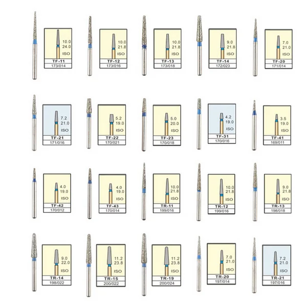 100 sztuk/20 pudełek Szybkie dentystyczne wiertła diamentowe Laboratorium Wiertła do zębów Polerki FG bur