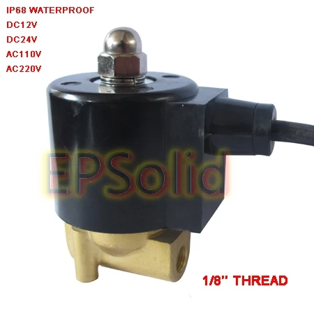 Free Shipping Underwater waterproof solenoid valve brass 1/8 1/4 3/8 inch Normally close 2W025-06/08 2W040-10 Fountain Valves