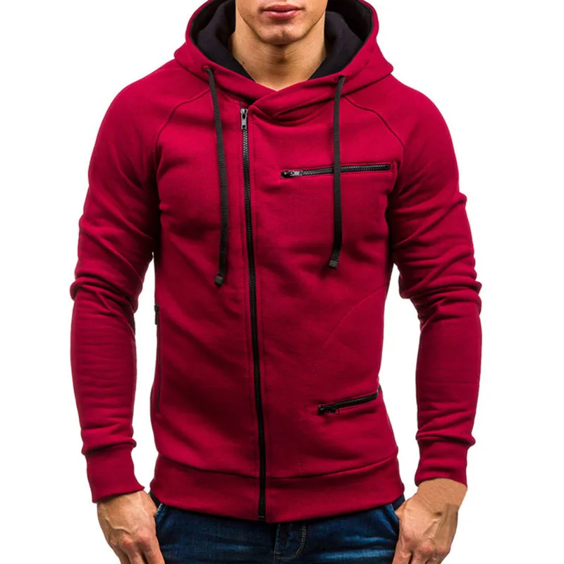 Autumn Winter New Mens Hoodies Long Sleeve Zipper Cardigan Hoodie Sweatshirt Men Casual Solid Hooded Pullover Sweatshirts M-3XL