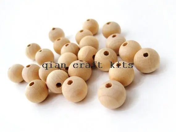 300pcs Natural solid pear Wood Beads round 15mm unfinished spacer beads unvarnished hole 3mm