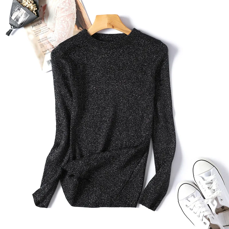 New Shiny Lurex Autumn Winter Sweater Women Pullover Knitted Sweaters Long Sleeve Casual 2020 Korean Style Women Knit Tops Femme