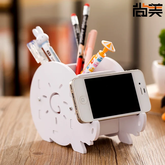 Creative Fashion Pen Holder Korean Simple Fresh Stationary Storage Box Multifunctional Cute Cartoon Desk Organizer