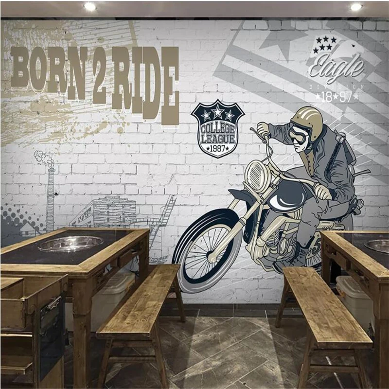 wellyu papel parede  Custom wallpaper Motorcycle graffiti wall background papier peint mural 3d wall papers home decor behang