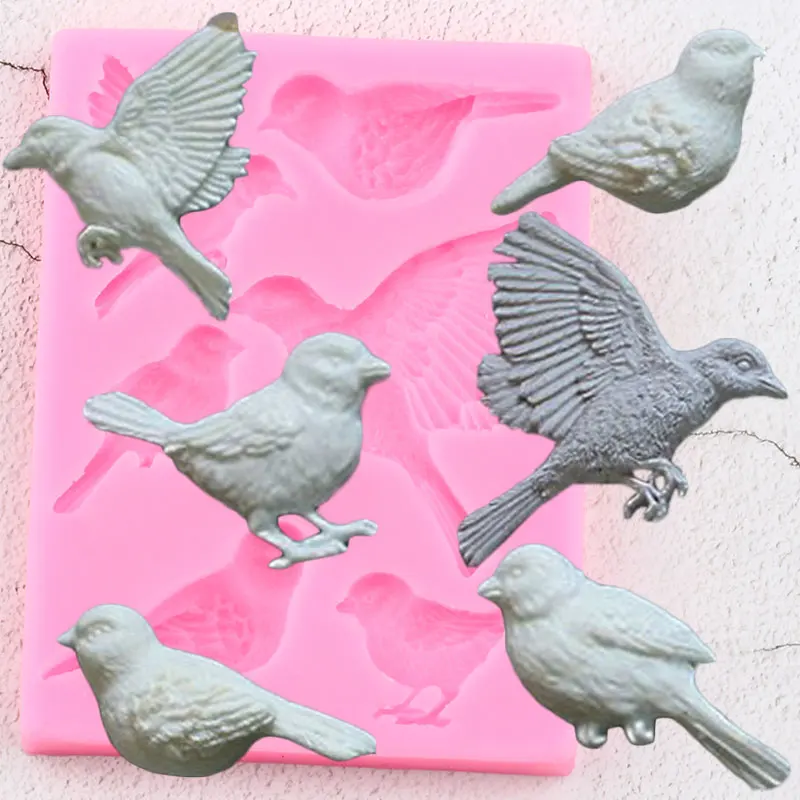 3D Craft Birds Silicone Molds Sugarcraft Cake Decorating Fondant Mold Cupcake Baking Clay Candy Chocolate Gumpaste Moulds