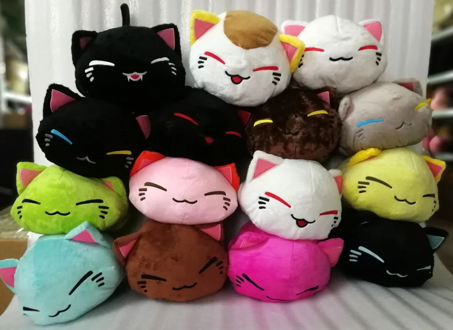 Wholesale and Retail 28cm Cartoon Nemuneko Sleeping Cat Plush Toy Kawaii Maneki Neko Pillow Plush Toys Free Shipping