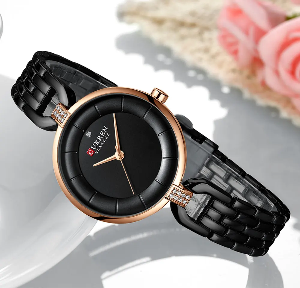 Curren Vrouwen Quartz Horloges Vrouwelijke Mode Luxe Rose Gold Horloge Dames Eenvoudige Rvs Mesh Riem Horloges