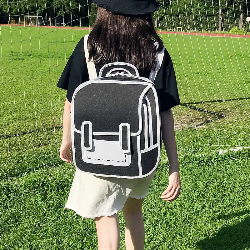 Women Backpack 3D 2D Drawing Cartoon Back Bag Comic Messenger Tote Fashion Cute Student Waterproof Bags Unisex Bolos 106