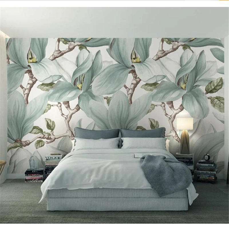 

wellyu papel parede Custom wallpaper New Atmosphere Magnolia Flowers on a Plain TV Background Wall Painting papel pintado