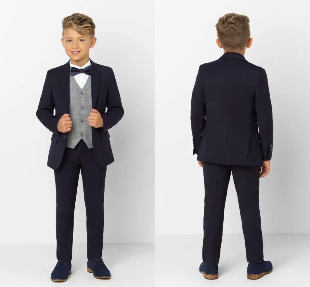 2019 nuovo arrivo abbigliamento per ragazzi con risvolto con visiera abiti per bambini Set di abbigliamento su misura 3 pezzi abiti da ballo (giacca + pantaloni + cravatta + gilet) 010