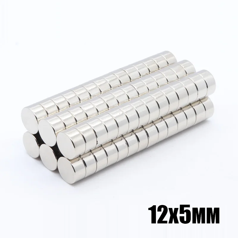 

100Pcs 12 x 5 mm Wholesale 12x5 Disc Round Cylinder Strong Rare Earth Neodymium permanent Magnets 12*5 NEW Art Craft Connection