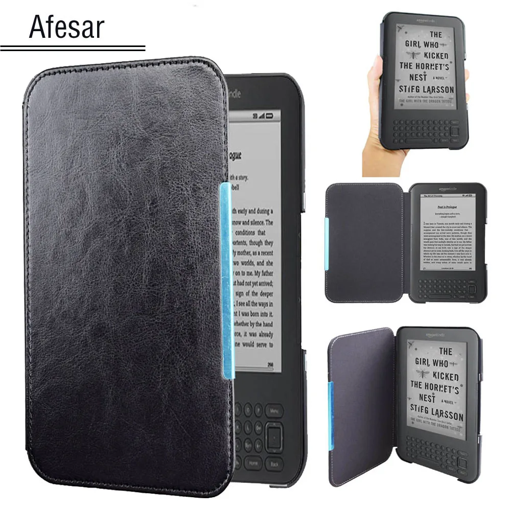 Funda abatible para Amazon Kindle 3, 3rd modelo D00901, Ereader, Funda de cuero con imán cerrado, teclado Kindle (3ª generación), piel