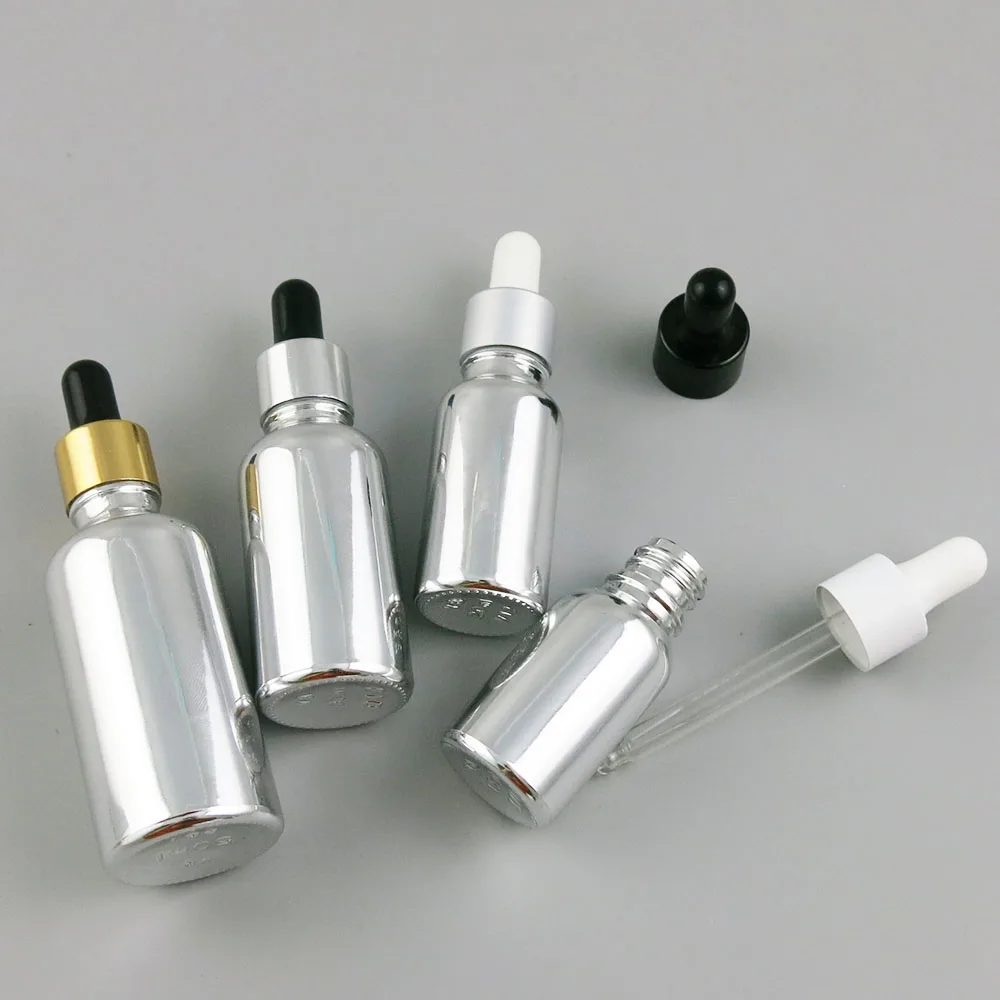 360 x 5ml 10ml 20ml 30ml 50ml 100ml Essential Oil Silver Plating Glass  With 8 Colors of Dropper For Liquid Reagent Pipette