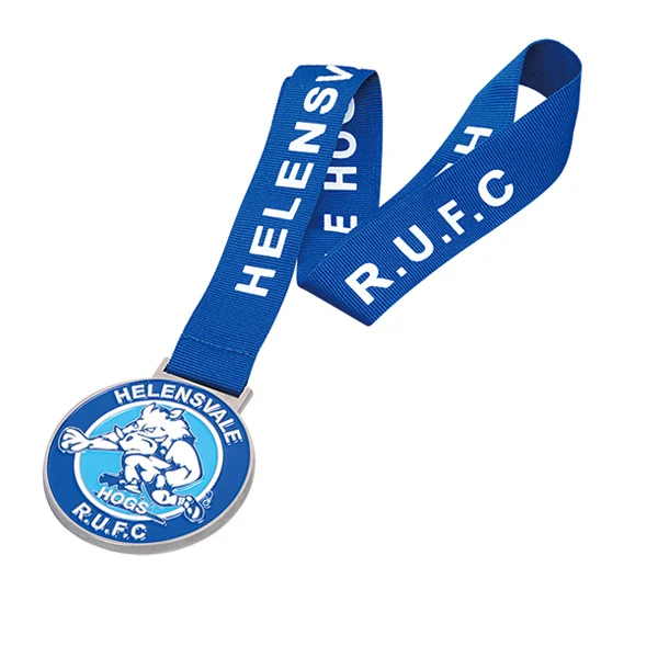 Custom Nickel Silver Plated Sports Promotional Medal with Sublimation Ribbon