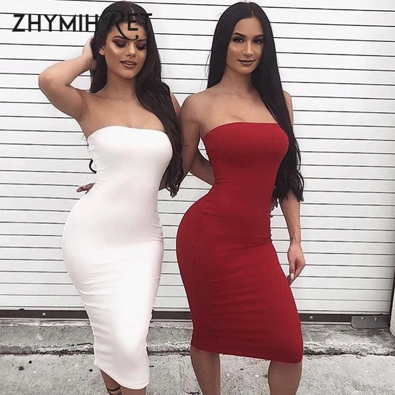 ZHYMIHRET  2023 Summer Skinny Tube Dress Sexy Strapless Long Elegant Dress Backless Bandage Dress Vestido De Festa Longo