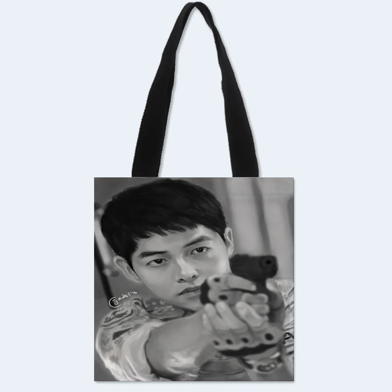 Custom Song Joong Ki printing shoulder bag canvas tote bag shopping travel bags book handbag Two sides printed custom logo