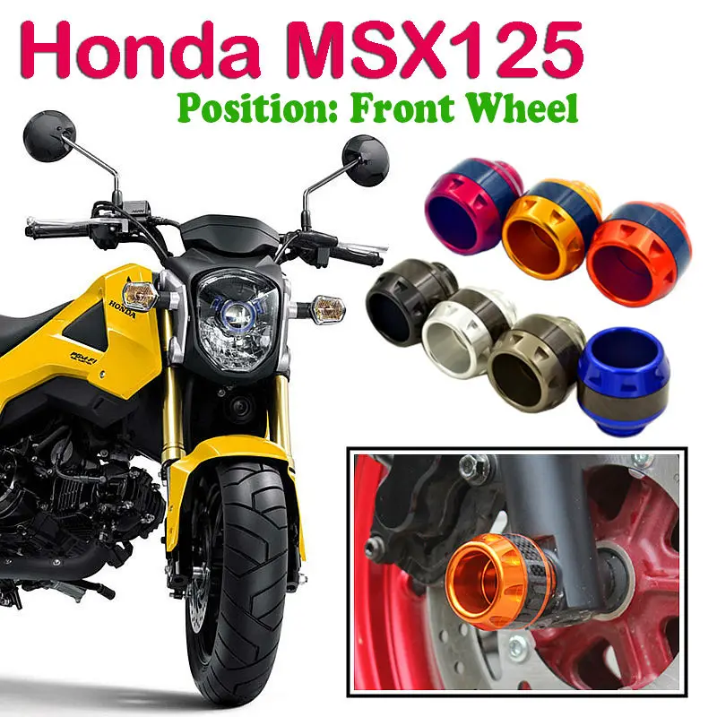 Grom MSX125 Falling Wheel Motorbike CNC Front Rear Wheel Falling Protectors Anticaida For Yamaha Fork Slider Anti Crash