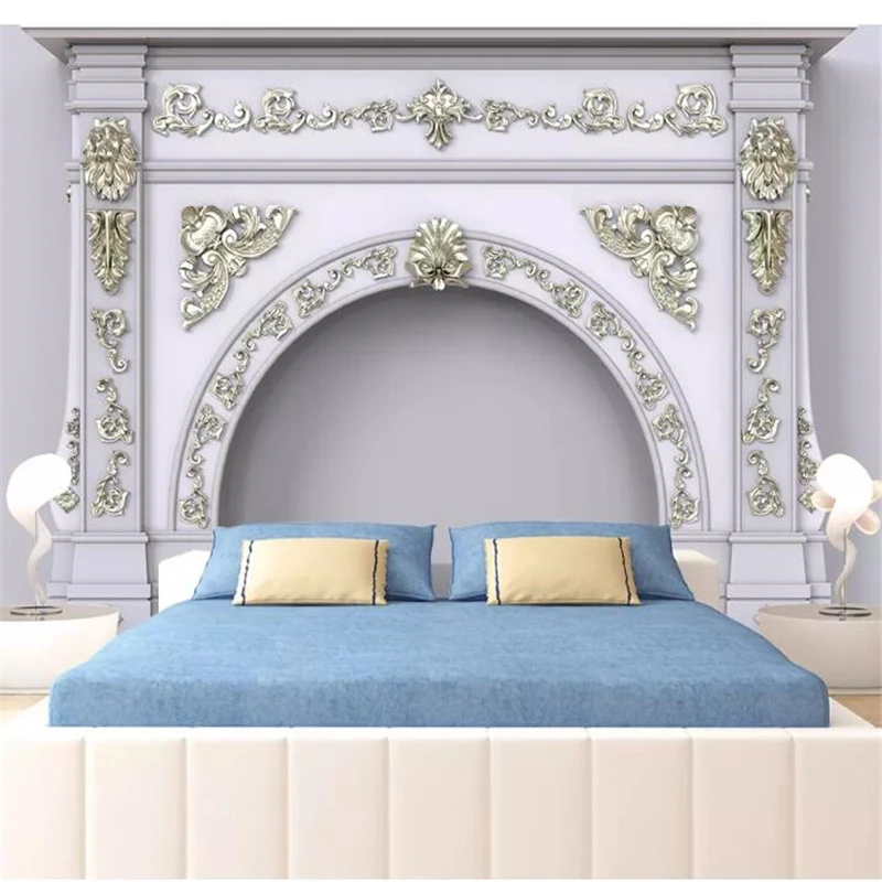 

wellyu wall papers home decor Custom wallpaper European-style simulation three-dimensional pattern Roman column background