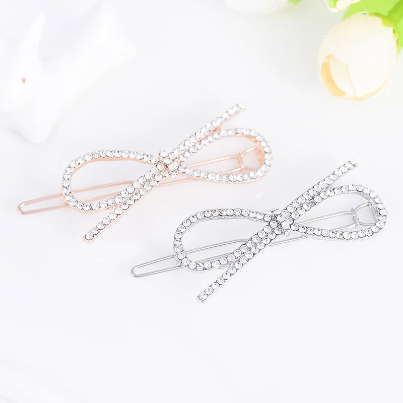 EASYA Simple Fashion Crystal Heart Hairpin Women Girls Hairwear Elegant Sparkling Rhinestone Starfish Bowknot Star Hair Clips