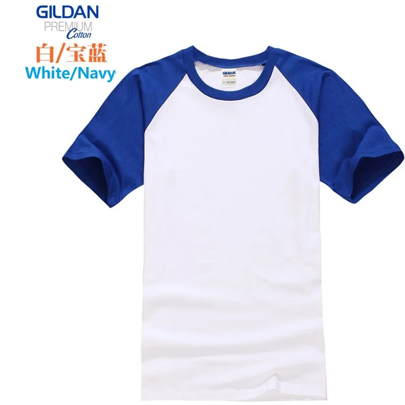 GILDAN 765000 Men 100% Cotton T-shirts Patchwork Short Sleeve T Shirt Mens Tops Tees Basic TShirts Customized Logo Printing