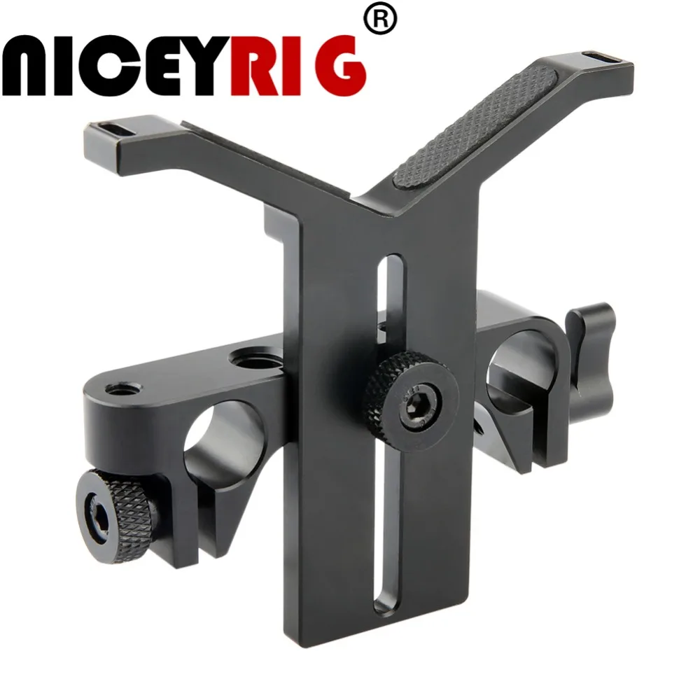 

NICEYRIG Long Lens Support Universal Adjustable Height Bracket with 15mm Rod Clamp 2 Rubber Washers for Camera Shoulder Rig