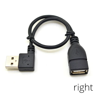 Угловой удлинительный кабель USB 2.0, 20 см, 90 градусов, правый, левый, вверх и вниз, адаптер для зарядки данных «папа-мама», 0,2 м