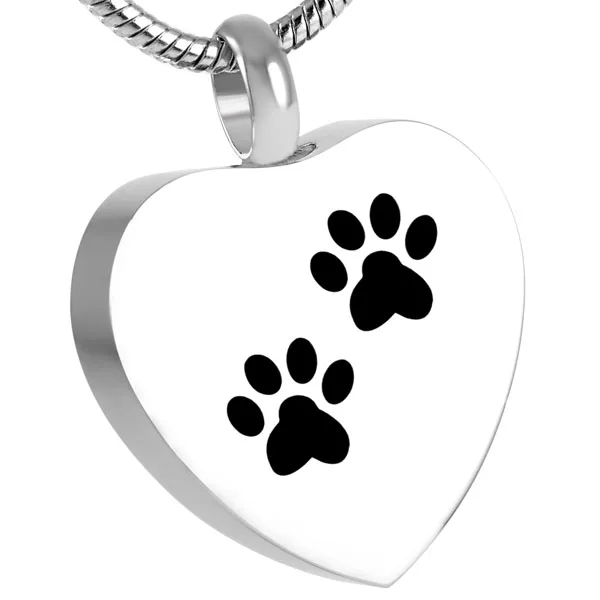 IJD8446 Pet Keepsake Necklace Hot Sale Double Dog Paw Print In My Heart Cremation Jewelry ashes keepsake Pendant Stainless Steel