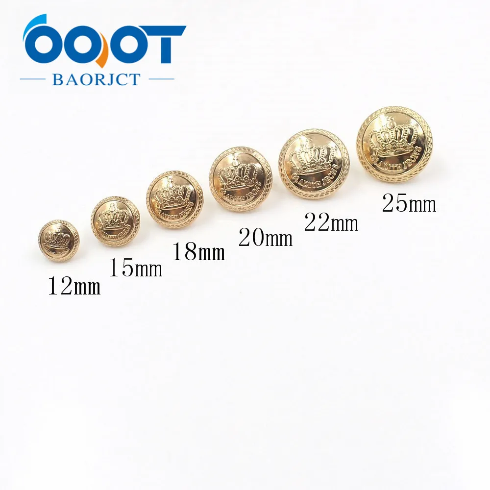 A-19512-558，12-25mm Fashion metal gold button,DIY handmade clothing accessories, coat Suit clothes Sewing shank buttons , 10pcs