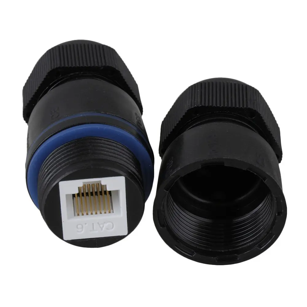 IP68 Protection M25 Ethernet LAN RJ45 Unshielded Waterproof Cable Gland Connector Plastic Stuffing Locknut for Double Cable