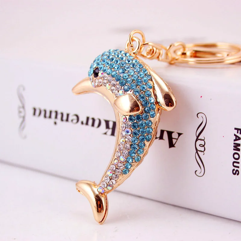 2024 Lovely Crystal Dolphin Keychain For women Purse Handbag Car Key Keyring Keychain Wedding Birthday Gift Party Jewelry