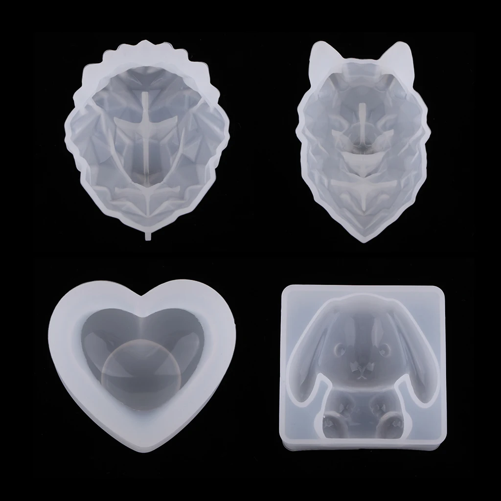 Heart/Rabbit/Wolf Head/Lion DIY Silicone Mold Resin Casting Craft Mould Tool