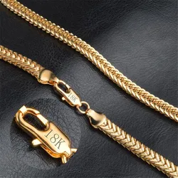 Gold Chain Necklace Hot Necklace Fashion Jewelry 18 K 6MM 50CM 20Inch Men Chain Geometric Pattern Snake Chain