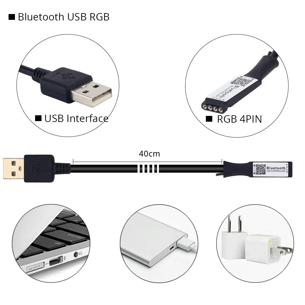 RGB RGBW Bluetooth LED Controller USB / 24 Keys / 40 Keys IR Remote Control / APP Control For RGB / RGBW / RGBWW LED Strip Light