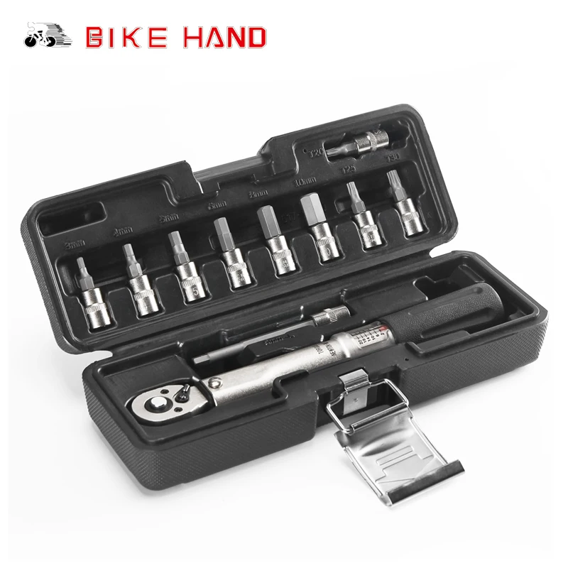 BIKEHAND Bicycle Repair Tools Kit Bike Torque Wrench Allen Key Tool Socket Set Road MTB Bike Tools 1/4\'\' Torque Fix Set 2-24 NM