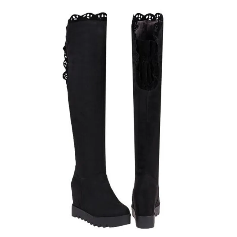 Women Boots winter New style fashion Thick bottom Internal increase lace Over the knee Boots Thin and thin Keep warm High Boots