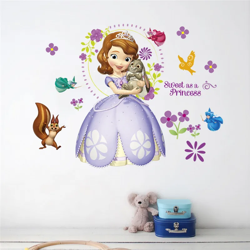 Cartoon Lovely Princess Sofia dance  Children Kids Bedroom Switch Computer Decoration Wall Stickers Decal Art Mural