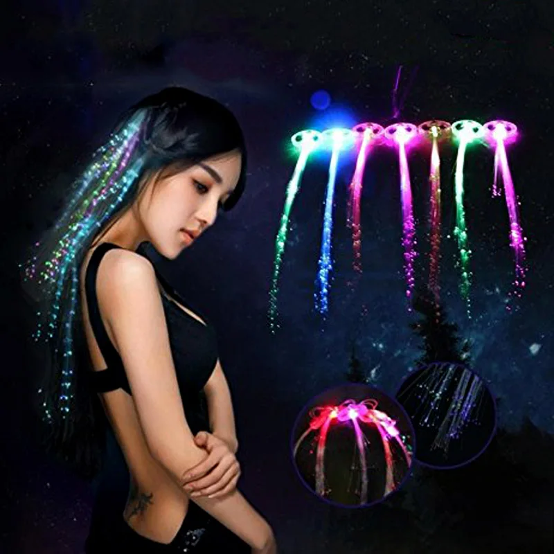 Hair Braided Clip Hairpin Colorful LED Glowing Flash Wigs  Show New Year Party Christmas Decor Supplies Hogard